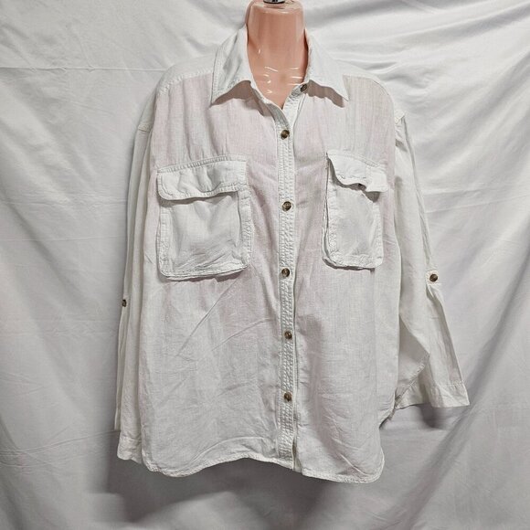Free People We The Free Made For Sun Linen Shirt Women Size M Almost White - Picture 5 of 15